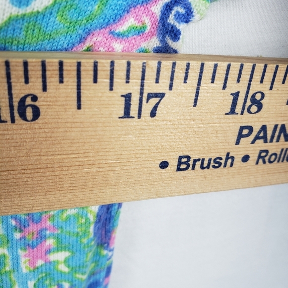 Talbot's Women's Multicolor Geometric Printed Long Sleeve Cardigan Sweater Sz S - Picture 8 of 8